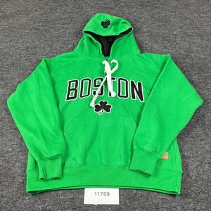 Bay State Apparel Hoodie Mens Small Green Boston Graphic Fleece Lined Drawstring